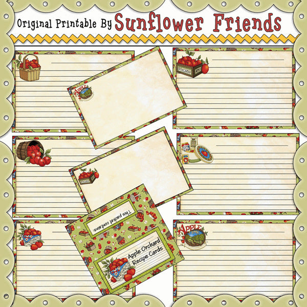 Apple Orchard...Set of 12 Recipe Cards