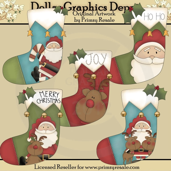 Santa Stockings - Clip Art