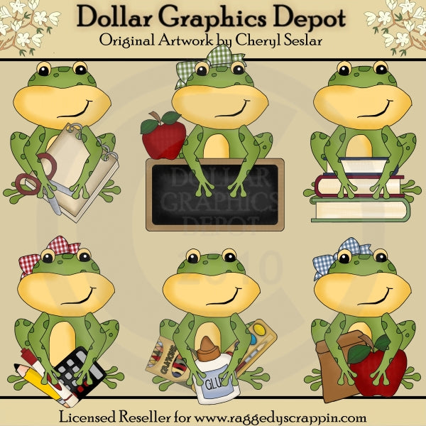School Frogs - Clip Art