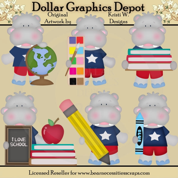School Hippos 2 - Clip Art - DCS Exclusive