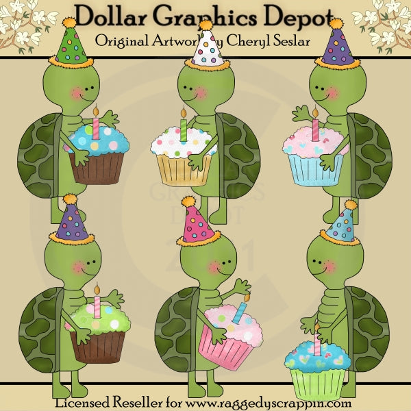 Silly Turtles - Cupcakes - Clip Art