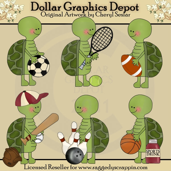 Silly Turtles - Sports - Clip Art