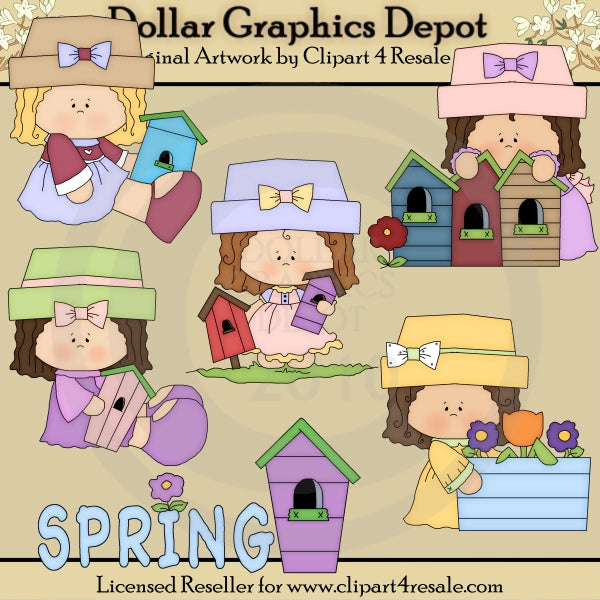 Spring Birdhouses - Clip Art - *DCS Exclusive*