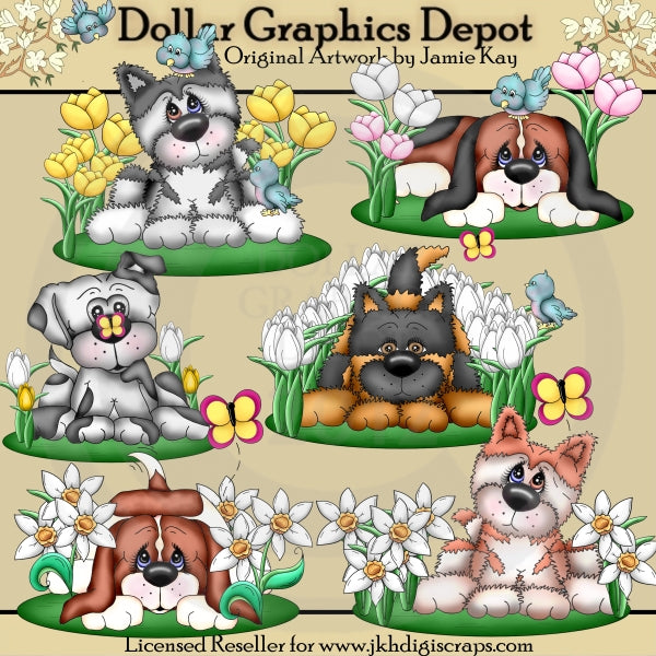 Spring Pups - Clip Art