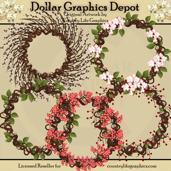 Spring Wreaths - Clip Art