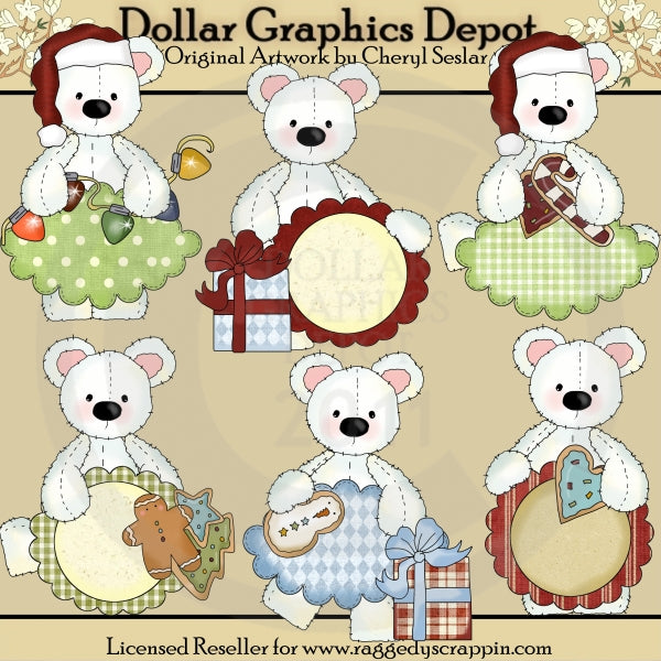 Stuffed Polar Bears Christmas Sentiments