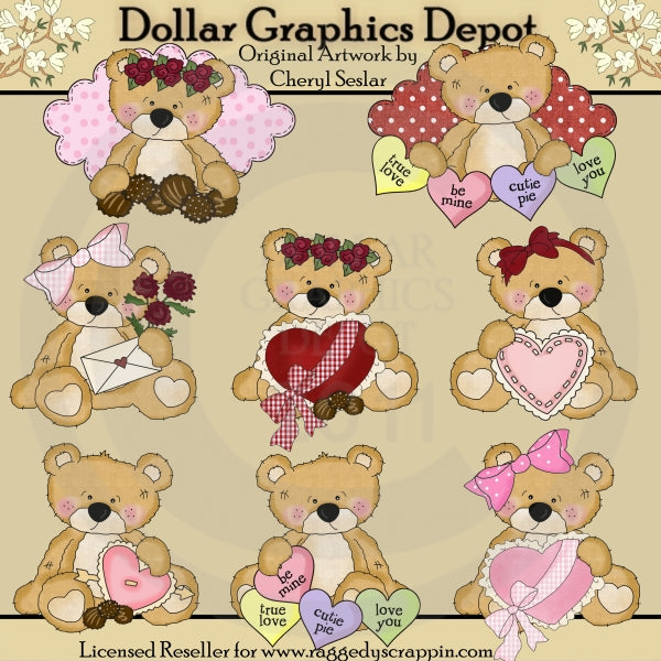 Sweet Stuffins - Valentine Bears - Clip Art