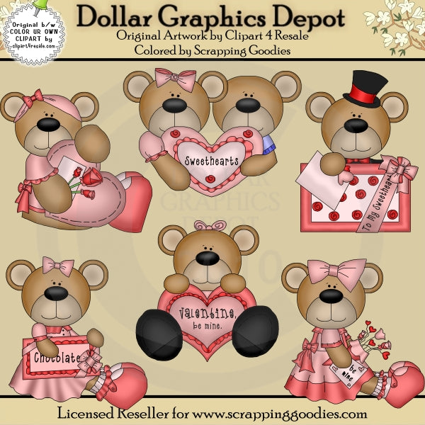 Sweet Valentine Bears - Clip Art