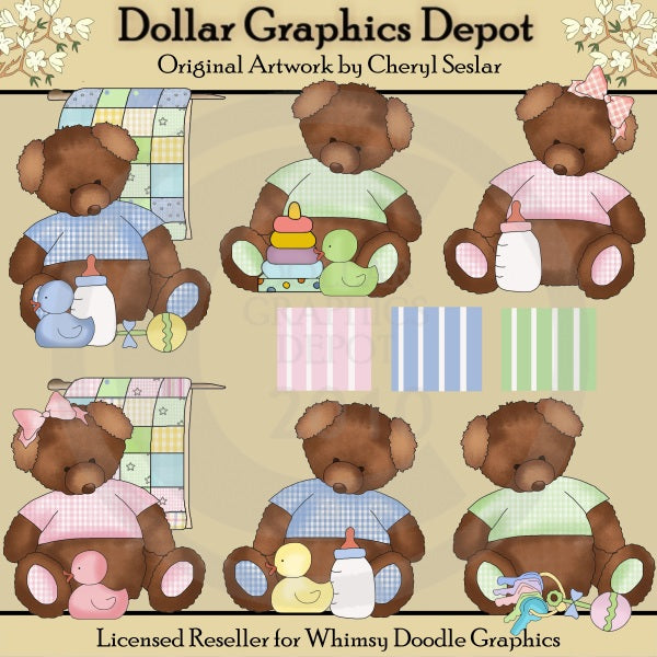 Tattered Baby Teddies - Clip Art