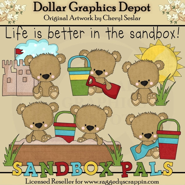 Teddy Bear Sandbox Pals - Clip Art