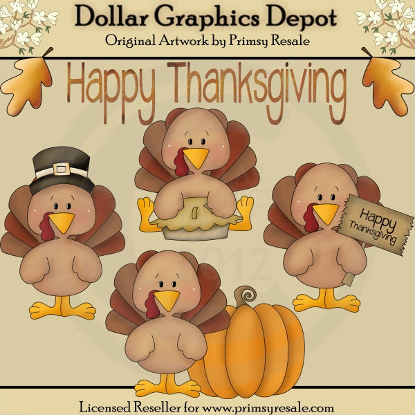 Thanksgiving Turkeys - Clip Art