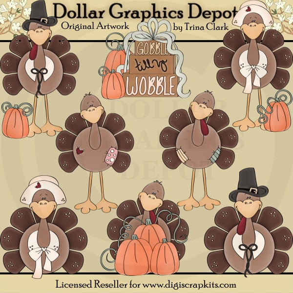 Thanksgiving Turkeys 2 - Clip Art