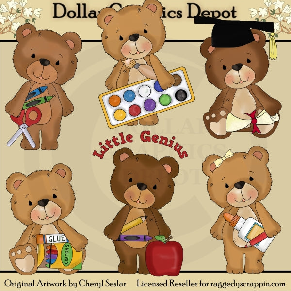 Timeless Teddies - School - Clip Art