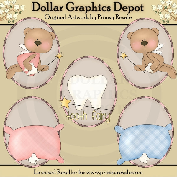 Tooth Fairy Bears - Ovals - Clip Art