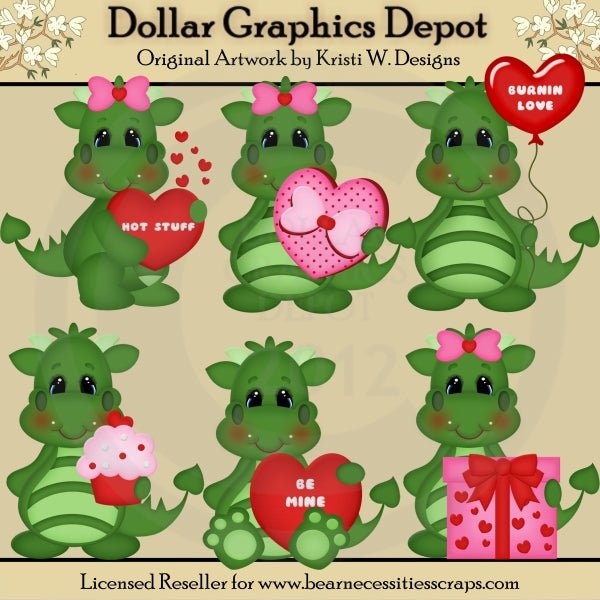 Valentine Dragons 1 - Clip Art - *DCS Exclusive*