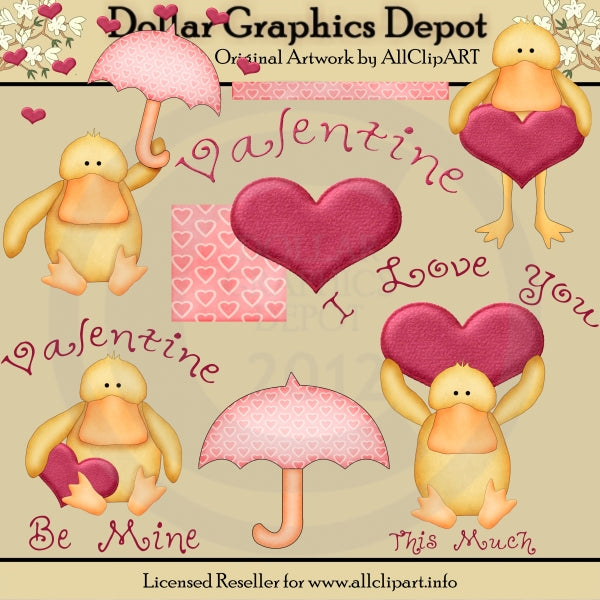 Valentine Ducks 1 - Clip Art