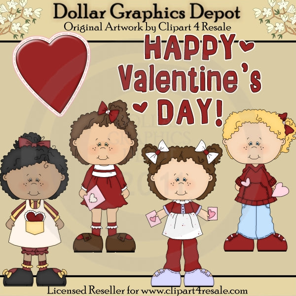 Chicas De San Valentín - Clipart