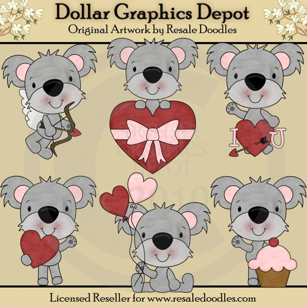 Valentine Koalas - Clip Art