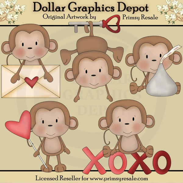 Valentine Monkeys - Clip Art