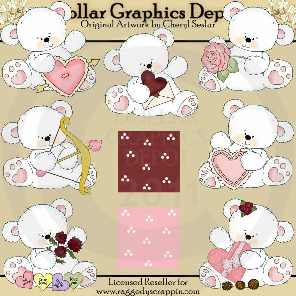 Valentine Polar Bears - Clip Art