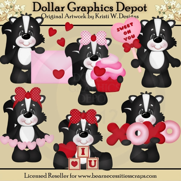 Valentine Skunks 1 - Clip Art - *DCS Exclusive*