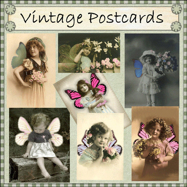 Cartoline vintage per bambini con farfalla