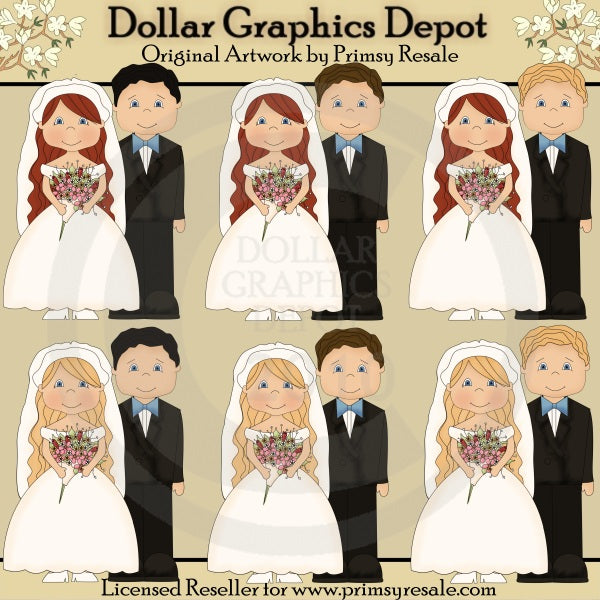 Wedding - Light Haired Brides - Clip Art