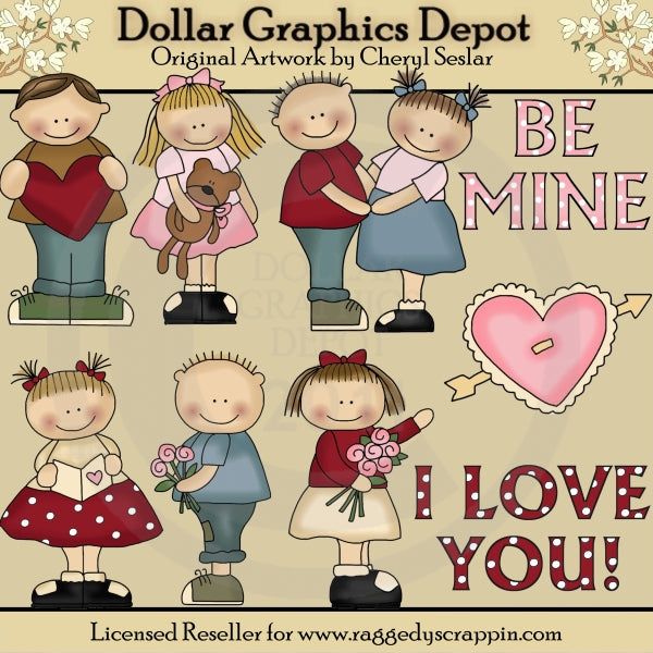 Wee Folk Valentine Kids - ClipArt