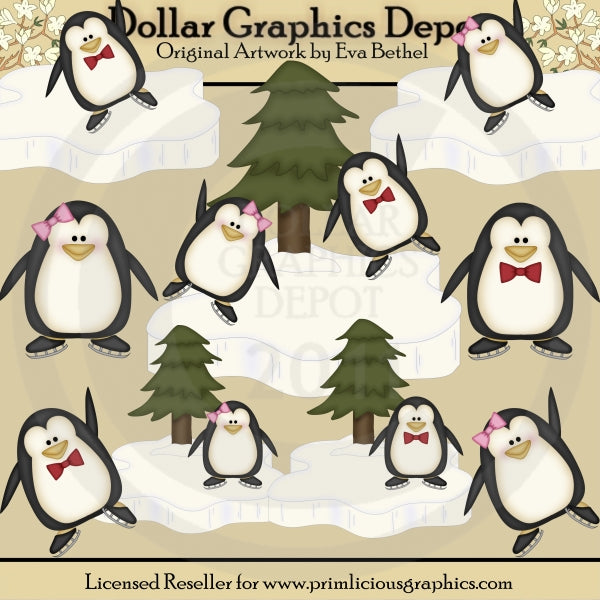 Winter Penguins 2 - Clip Art
