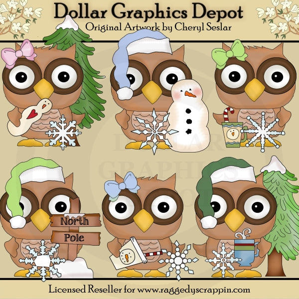Winter Wishes Owls - Clip Art