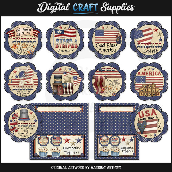 America - Cupcake Toppers - DCS Exclusive