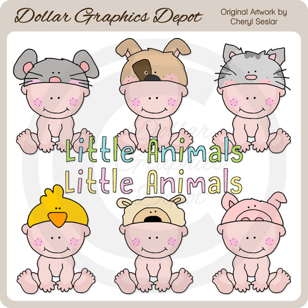 Animal Hat Babies 1 - Clip Art - DCS Exclusive