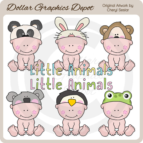 Animal Hat Babies 3 - Clip Art - DCS Exclusive