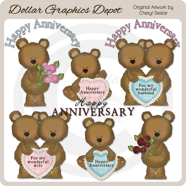 Anniversary Bears - Clip Art