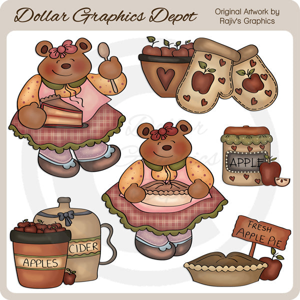 Apple Pie Bear - Clip Art