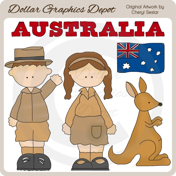 Niños australianos - Clipart