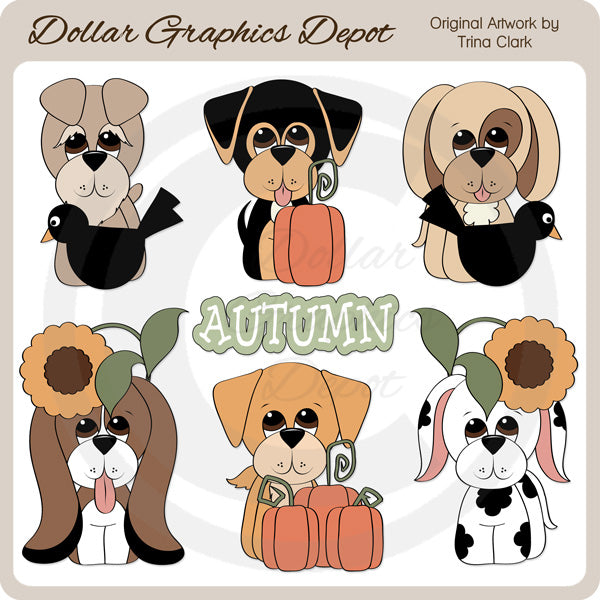 Autumn Dogs - Clip Art
