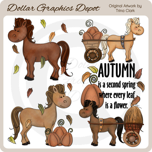 Autumn Ponies - Clip Art