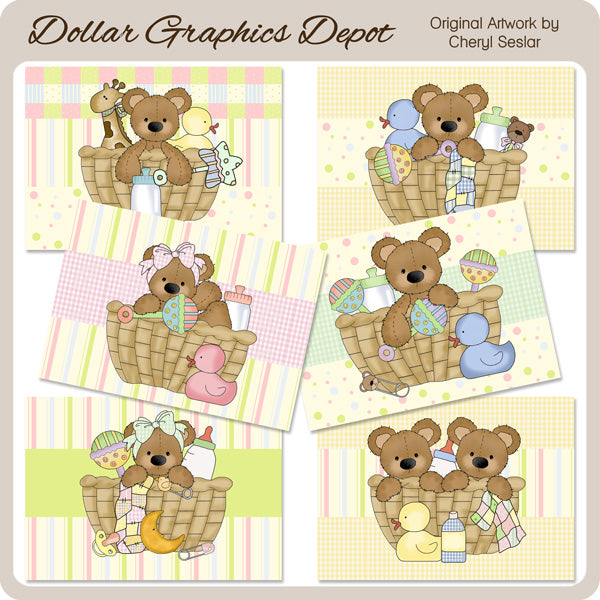 Baby Bear Baskets Cards - Printables