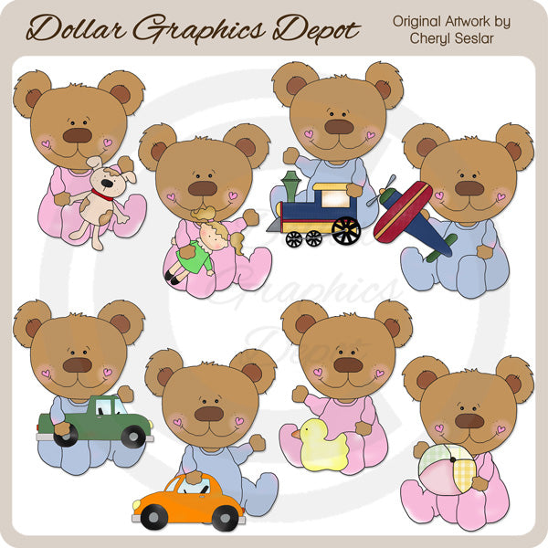 Baby Bears - Favorite Toys - Clip Art - DCS Exclusive