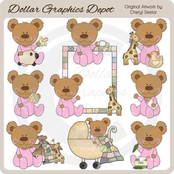 Baby Bears - Girls - Clip Art