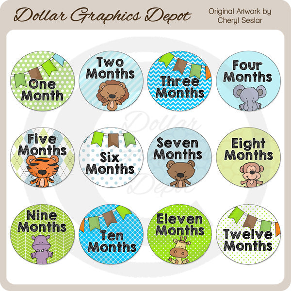 Baby Boy Month Milestones - Clip Art