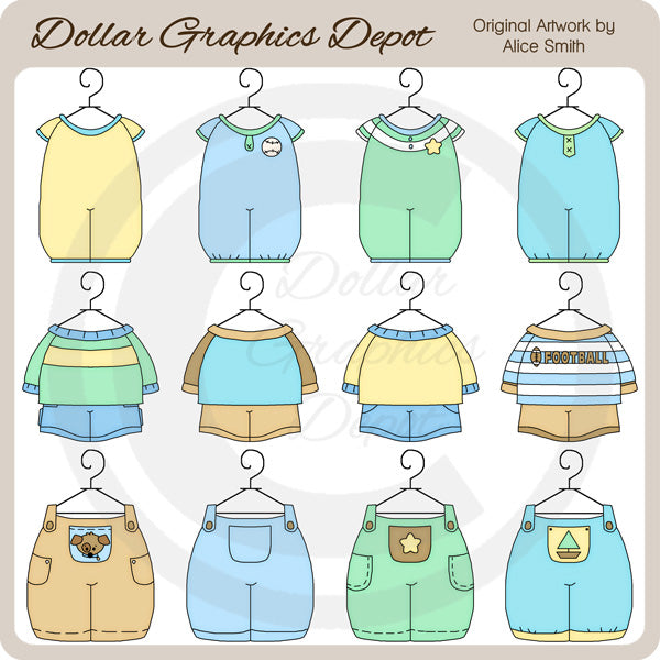 Baby Boy Outfits 1 - Clip Art - DCS Exclusive