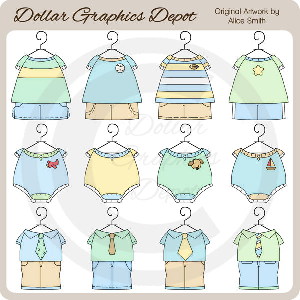 Baby Boy Outfits 2 - Clip Art - DCS Exclusive