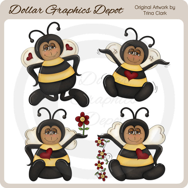 Baby Bumble Bees - Clip Art