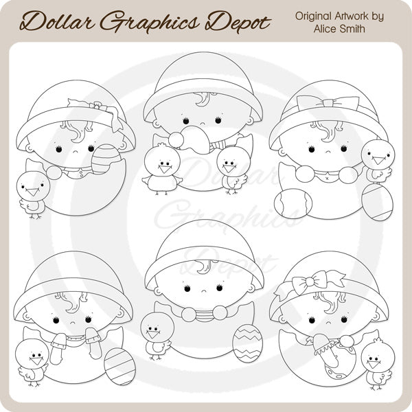 Baby Easter Eggs - Digital Stamps