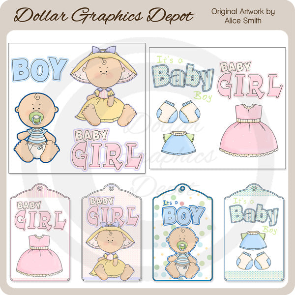Baby Elements and Tags - Scrap Elements