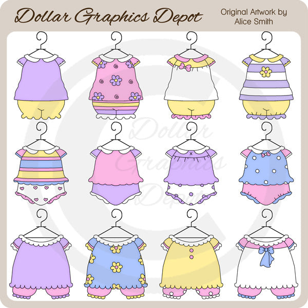 Baby Girl Outfits 1 - Clip Art - DCS Exclusive