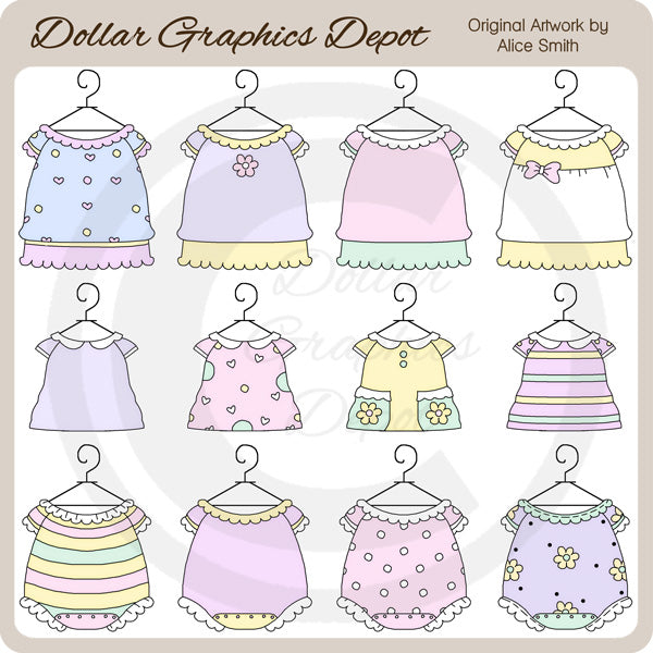 Baby Girl Outfits 2 - Clip Art - DCS Exclusive
