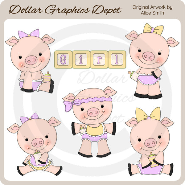 Baby Girl Piggies - Clip Art